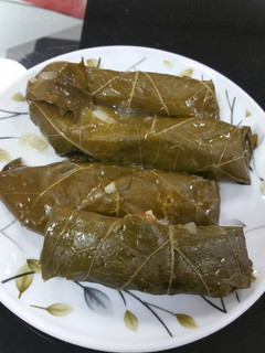 A picture of Stuffed Grape Leaves with Rice and Meat.
