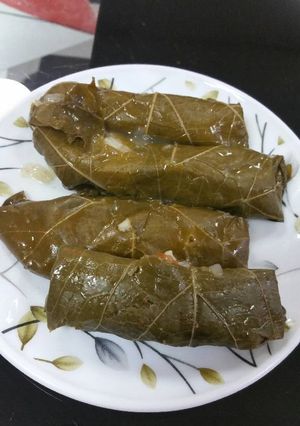 A picture of Stuffed Grape Leaves with Rice and Meat.