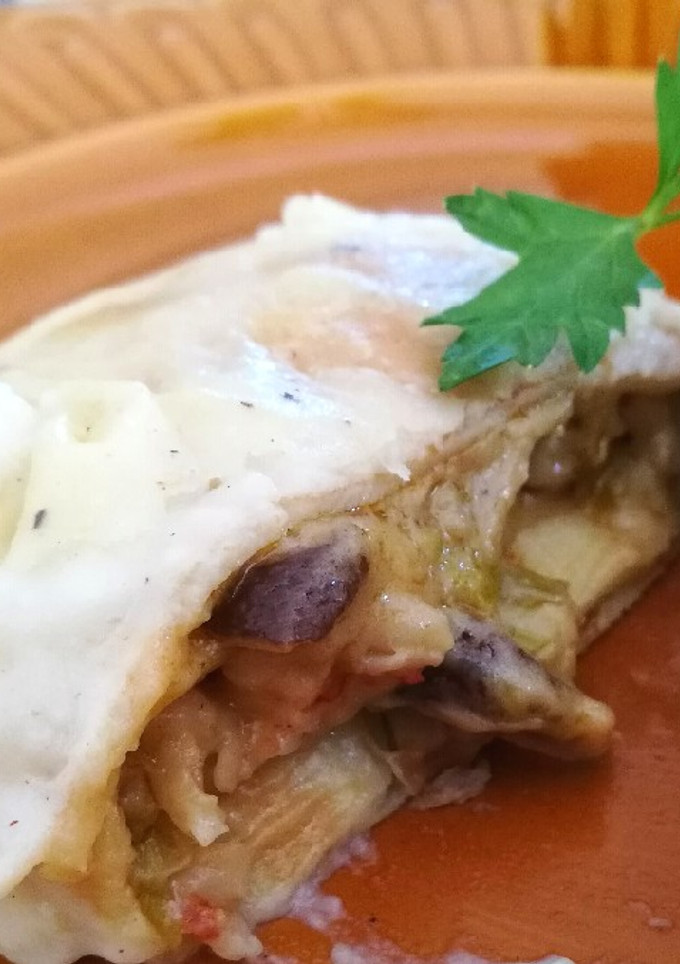 Una foto de Creps de shiitake y langostinos 🦐