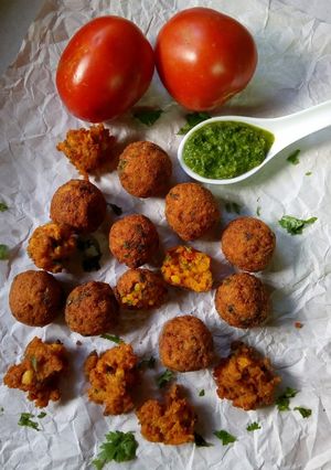 A picture of Tomato Rice Fritters/ball#recreatedish.