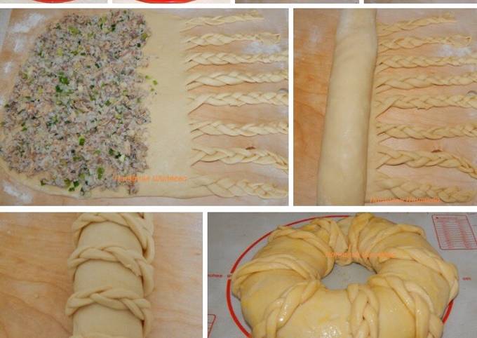 Пирог с рисом и консервой из дрожжевого теста в духовке рецепт фото пошагово