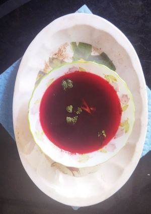 A picture of Carrot Beetroot Soup.