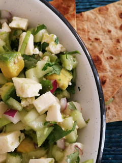 Una foto de Ceviche de queso panela