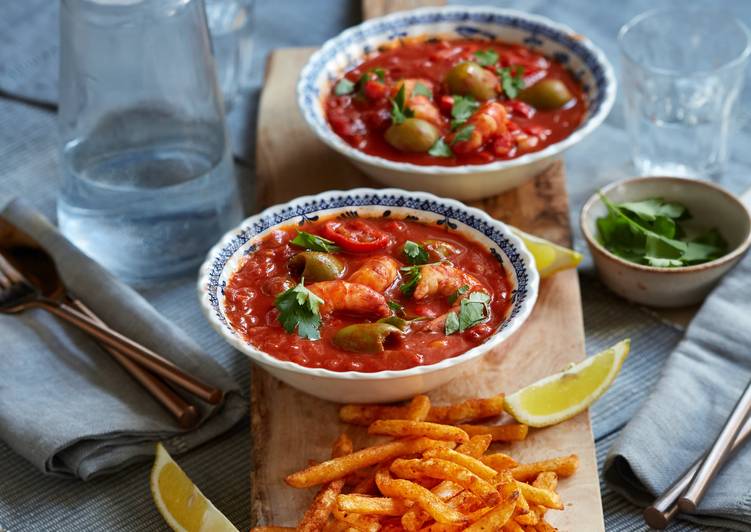 Recipe of Super Quick Homemade McCain Spicy Peri Peri Fries with Spanish Prawn Stew