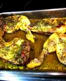 Muslos de pollo en adobo verde al horno