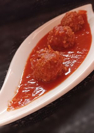 Paradicsomos húsgombóc pulyka darálthúsból diétásan recept fotója