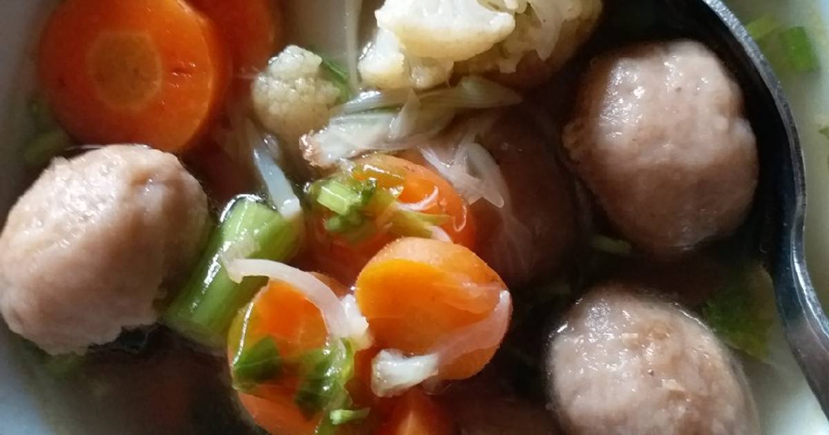 Resep Sop Bakso Wortel Kembang Kol Meatball Vegetable Soup So Easy