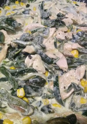 Una foto de Rajas con pechuga de pollo