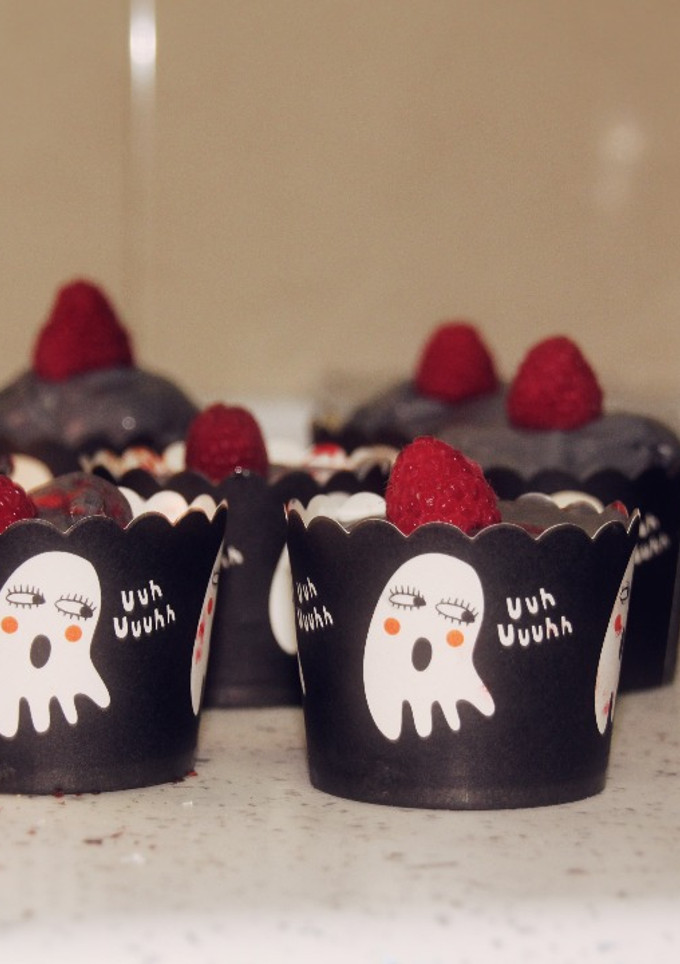 Una foto de Magdalenas veganas de Halloween