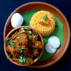 A picture of Simple and easy Chicken sukka with biryani.