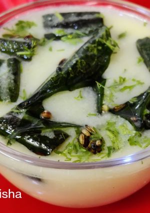 A picture of Bhindi Kadhi(Lady's fingers Kadhi).