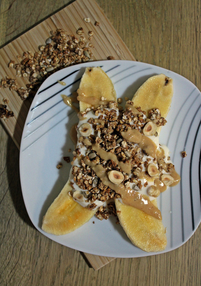 Una foto de Banana split versión saludable