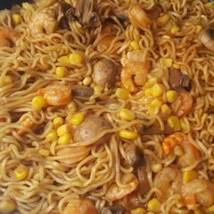 Black Mushroom shrimp noodles A picture of Black Mushroom shrimp noodles.