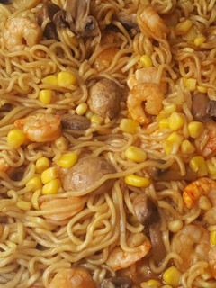 A picture of Black Mushroom shrimp noodles.