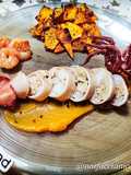 Totani ripieni di Gamberi con Chips di Zucca al Forno su Vellutata di Zucca