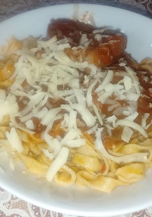 Una foto de Fettuccine o Tallarines caseros con peceto en salsa