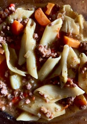Una foto de ¡Alto el frío! Guisito con mostacholes/macarrones/penne rigati