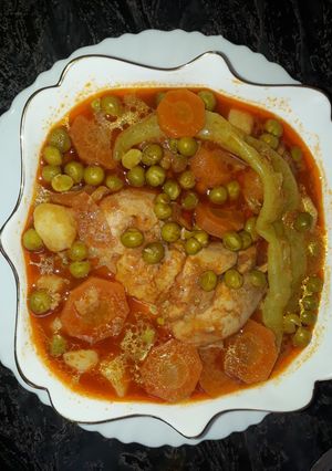صورة لوصفة جلبانة حمراء بالدجاج 🍗🍗