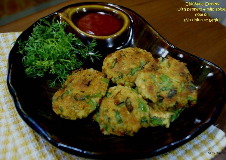 Recipe of Quick Chickpeas Cutlets with Mixed Peppers &amp; mild spices