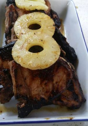 A picture of Grilled Sorrel Beer Pork Chops.