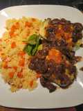 Stuffed Chayotes with White Rice and Mushroom Sauce