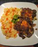Chayotes Rellenos con Arroz blanco y salsa de Champiñones