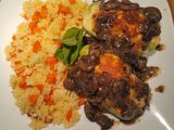 Chayotes Rellenos con Arroz blanco y salsa de Champiñones