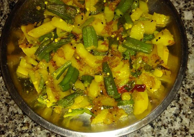 Recipe of Quick Ladies finger and potato fry