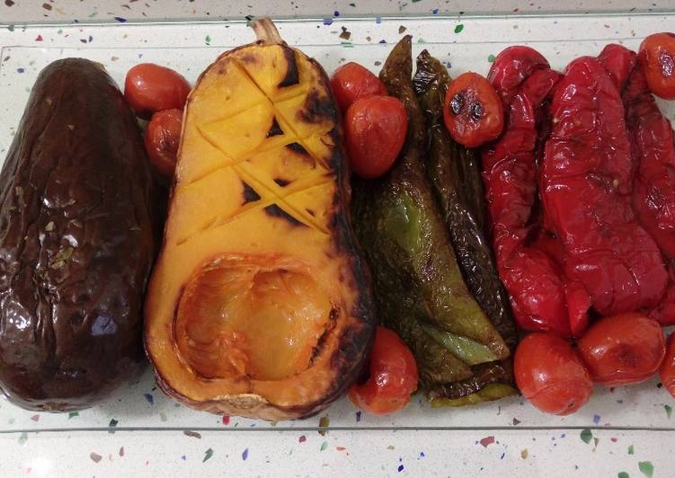 Verduras en papillote y calabaza asada