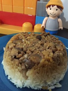 Foto resep Nasi tim daging jamur