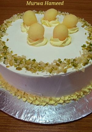 A picture of Rasmalai Cake.