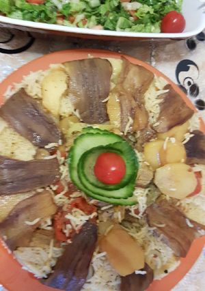 صورة لوصفة المقلوبة السورية 🍆🍅