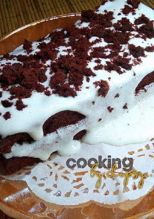 Foto resep Red Velvet Kukus dengan Milk Cream Lumer ❤