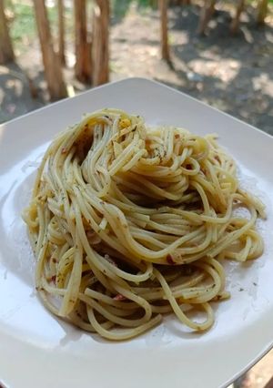 Foto resep Spaghetti Kornet Aglio Olio Sederhana