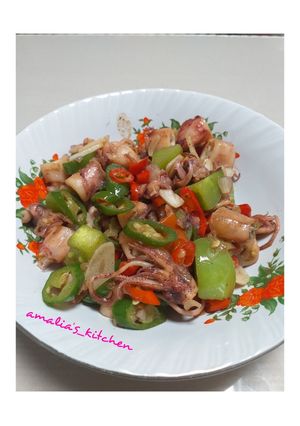 Foto resep Cumi asin tumis pelangi
