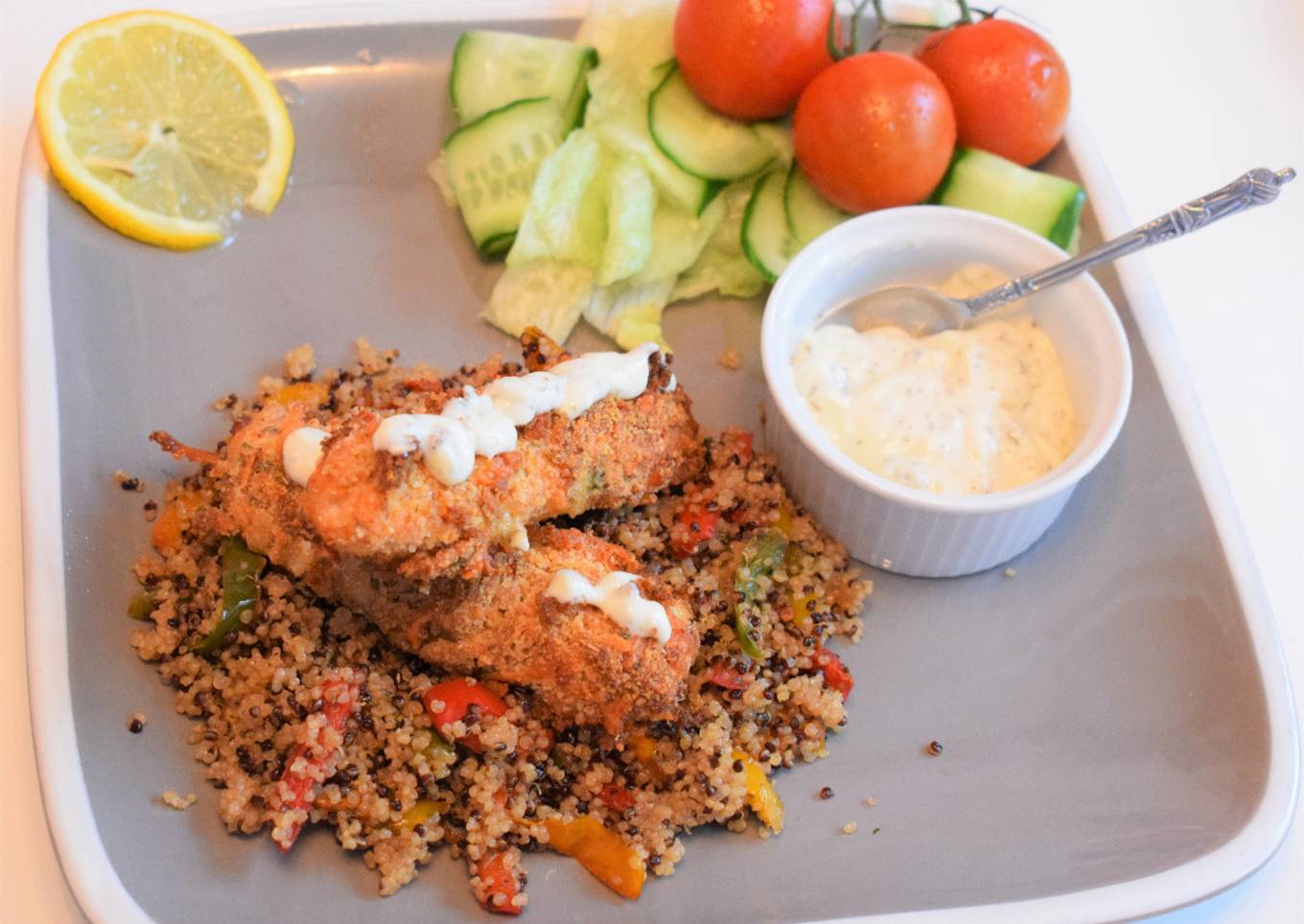 Cheesy salmon fish fingers