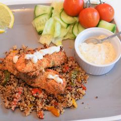 A picture of Cheesy salmon fish fingers.