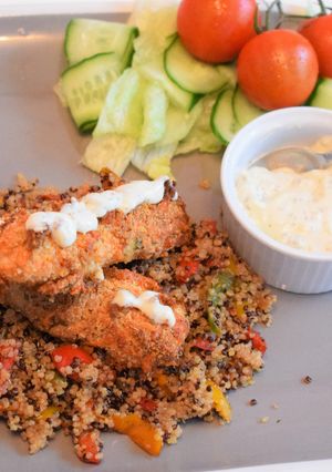 A picture of Cheesy salmon fish fingers.