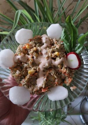 عکسی از دستور سالاد مخلوط کلم بروکلی 🥦😋