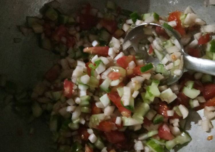 Steps to Cook Yummy Tomato cucumber salad