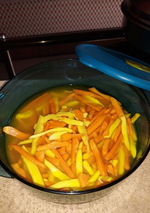 A picture of Amba haldi and fresh haldi pickle.