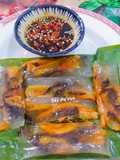 Vegetarian Bánh Bột Lọc with Fried Tofu Skin, Wood Ear Mushrooms, and Carrots