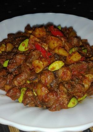 Foto resep Sambal goreng ati kentang mercon pete