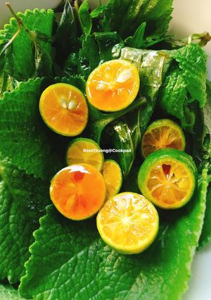 Hình của món Rau Tần Chưng Tắc Giải Cảm Ho.