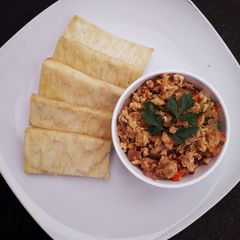 A picture of Egg Sauce and Yam.