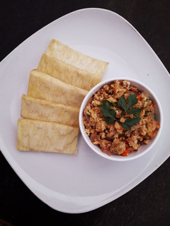 A picture of Egg Sauce and Yam.