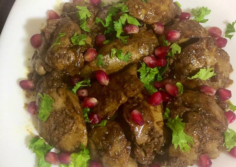 كبده الدجاج بدبس الرمان