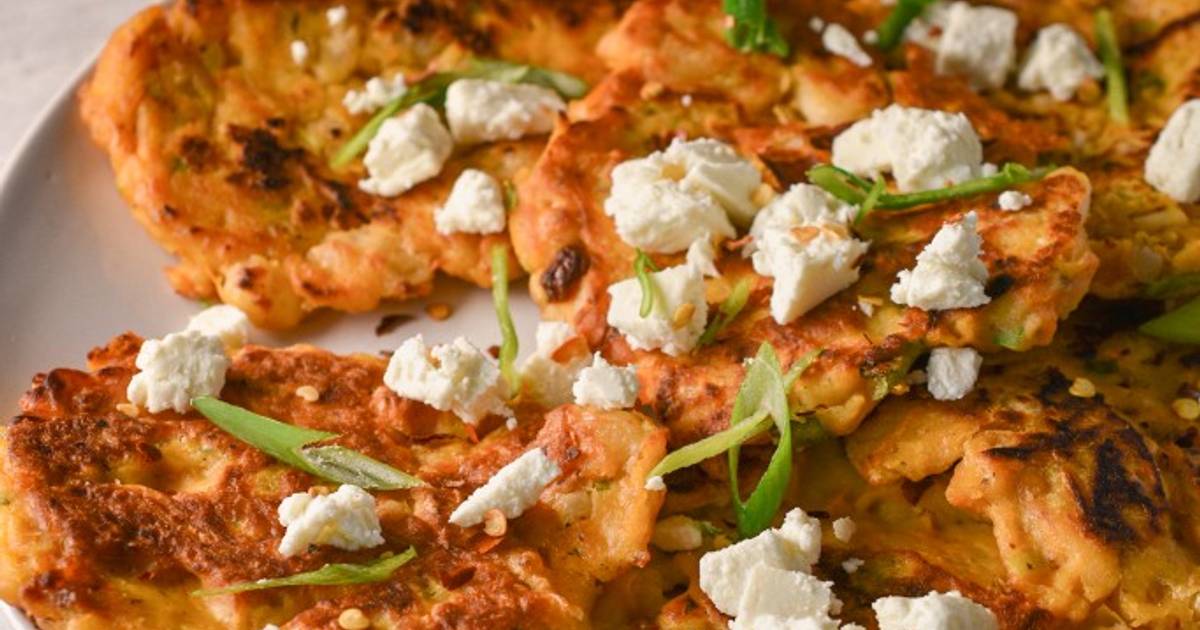 Cannellini Bean & Carrot fritters with Crumbled feta Recipe by Natalie