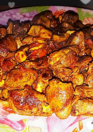 عکسی از دستور خوراک دل مرغ با قارچ