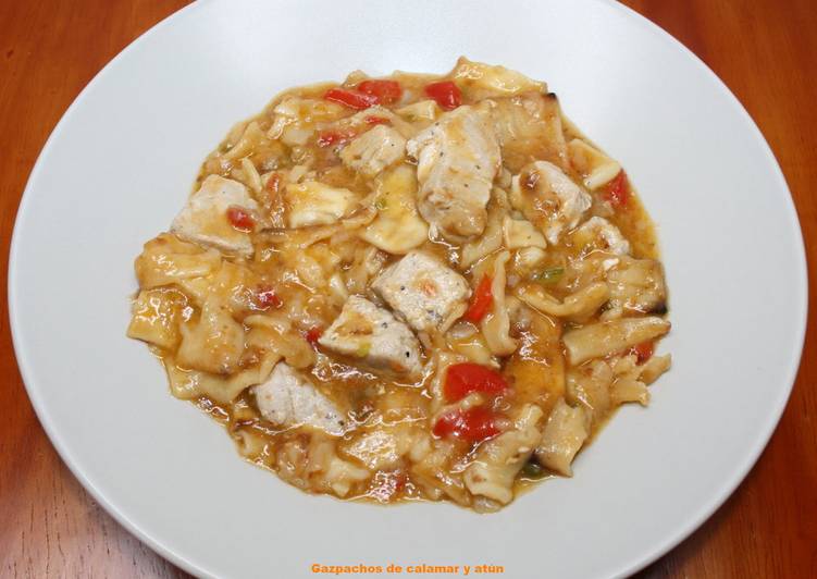 Gazpachos de calamar y atún (receta rápida)